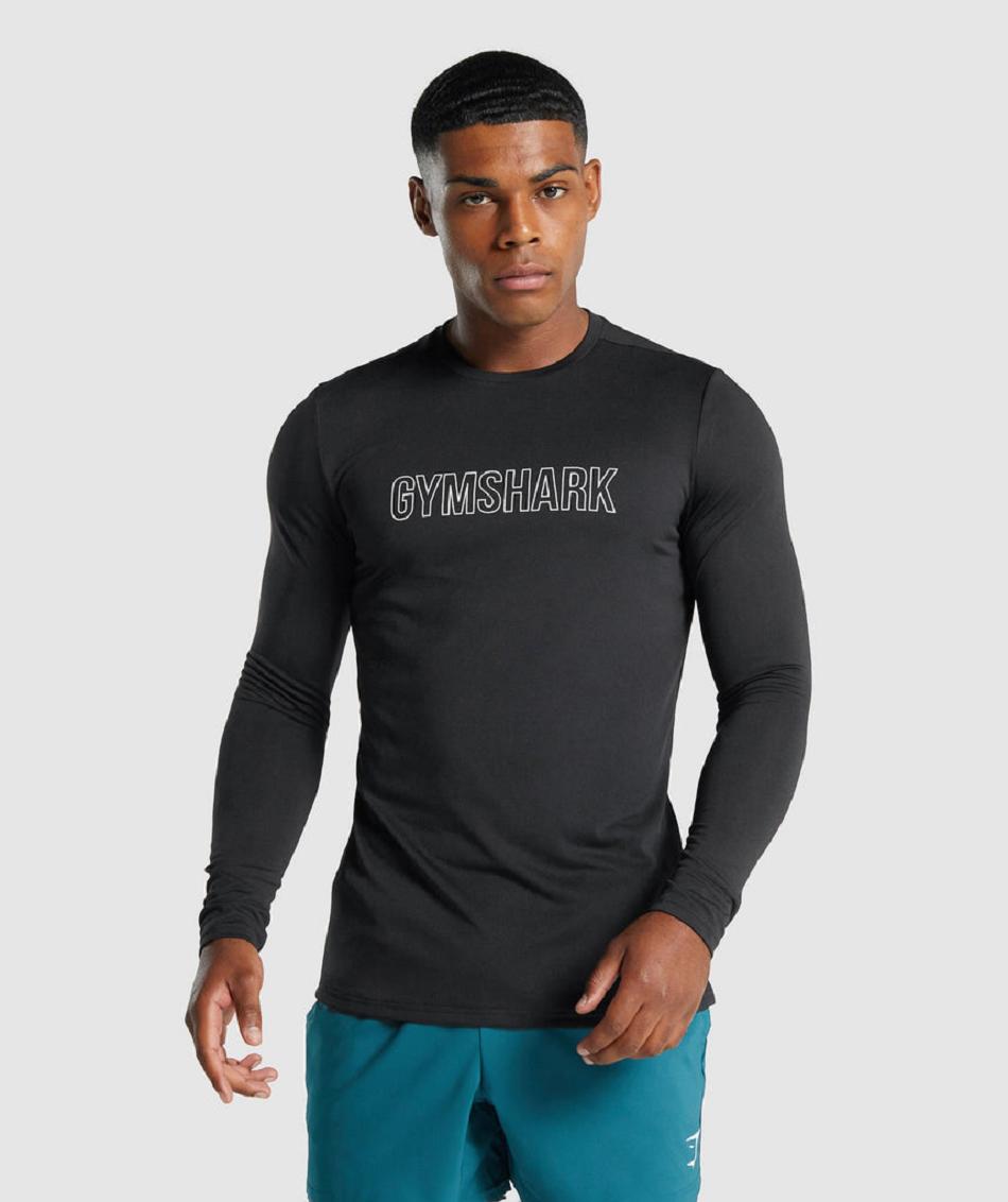 Gymshark Arrival Graficke Muške Dugi Rukav Crne | HR 2628HAP